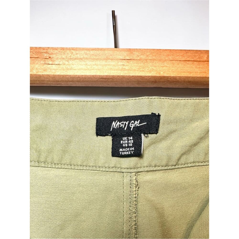 Nasty Gal Cargo Maxi Skirt Olive Green Twill High Waist Utility Size 10 - Picture 2 of 12